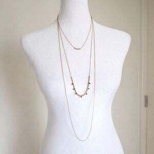 Delicate Gold Layered Beaded Necklace w/ Colorful Charms